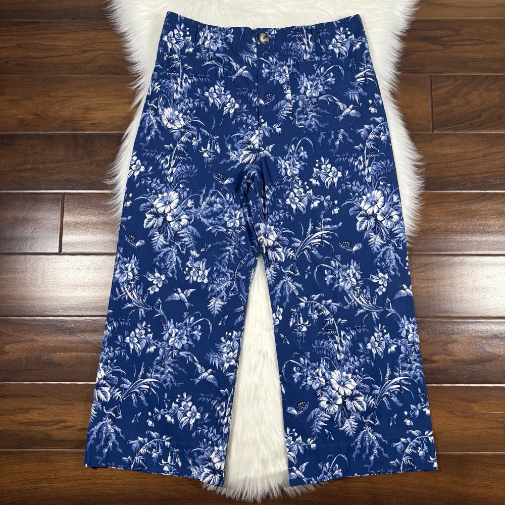 Maeve Blue Floral Wide Leg Pants